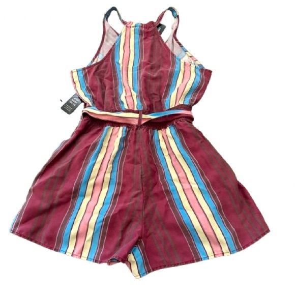 NWT! Colorful Striped Cute Short V Neck Romper in Women’s Medium - Picture 4 of 9